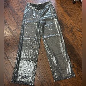 A New Day Women’s Sparkly Sequin Pants Size 6 Silver Gray Bootcut.  <<<78>>>>